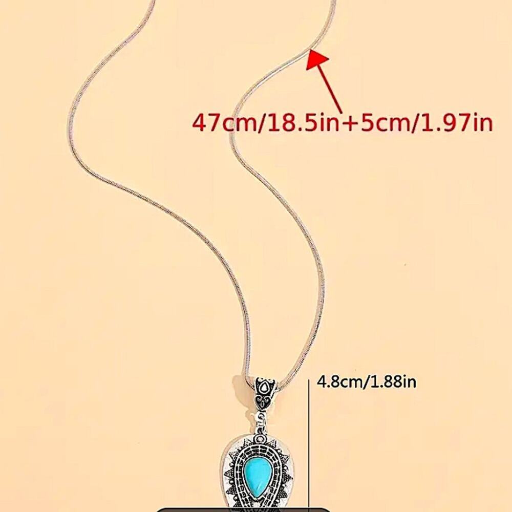 Sterling Silver Turquoise Pendant Necklace - Picture 5 of 5